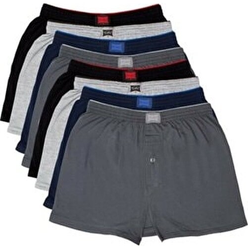 Tutku Erkek Boxer 8'li Paket Düz Desen Havlu Bel Gri Siyah Lacivert Füme Renklerle görsel 4