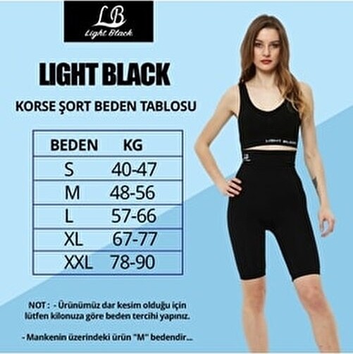 Light Black Kadın Kısa Korse Şort Dış Giyim Siyah Düz Desen Fitted Özellikli Spor Tarz Nefes Alabilir Kumaş görsel 2