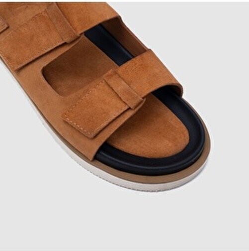 Togo Erkek Taba Renk Comfort Sandalet Toka Bağlama Şekli ile Günlük Kullanım İçin Rahat görsel 3