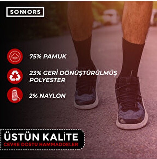 Sonnors 3 Çift Termal Havlu Tabanlı Outdoor Kadın Erkek Kışlık Kalın Siyah Çorap görsel 4
