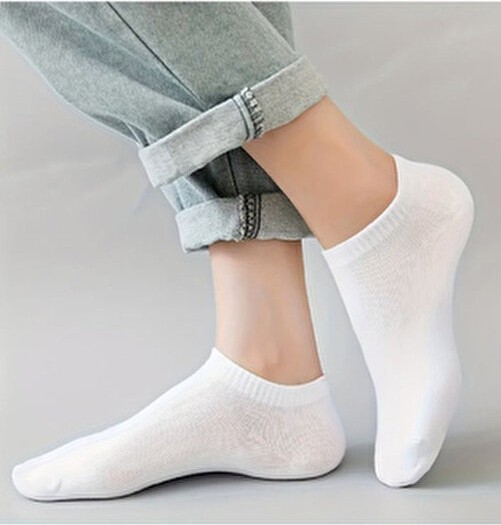 Çorap Çekmecesi 12'li Basic Modeli Kısa Çorap Beyaz görsel 7