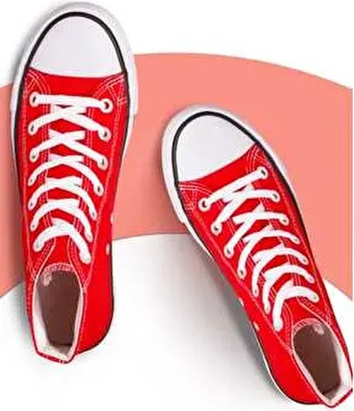 Lideral Kırmızı Unisex Model Rahat Keten Bilekli Sneaker Convers Günlük Spor Ayakkabı