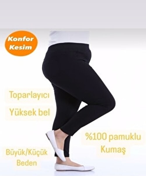Moda Mark Real Kadın Kot Tayt Pantolon Konfor Kesim Beli Lastikli 100% Pamuklu Koyu Siyah Toparlayıcı Özellik