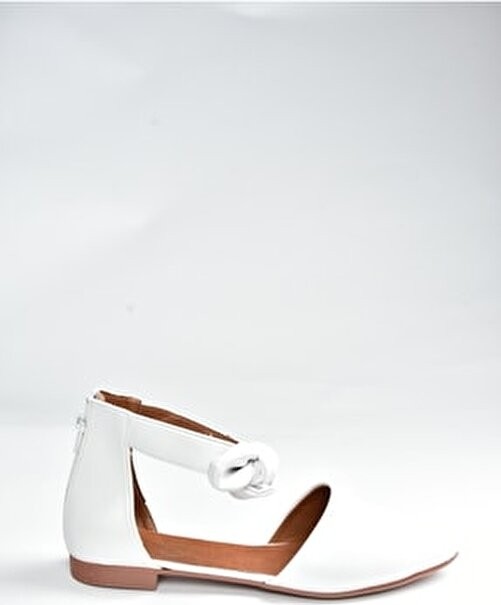 Fox Shoes Beyaz Kadın Babet Suni Deri Malzemeden Düz Tabanlı Günlük Kullanım İçin H726761509 görsel 3