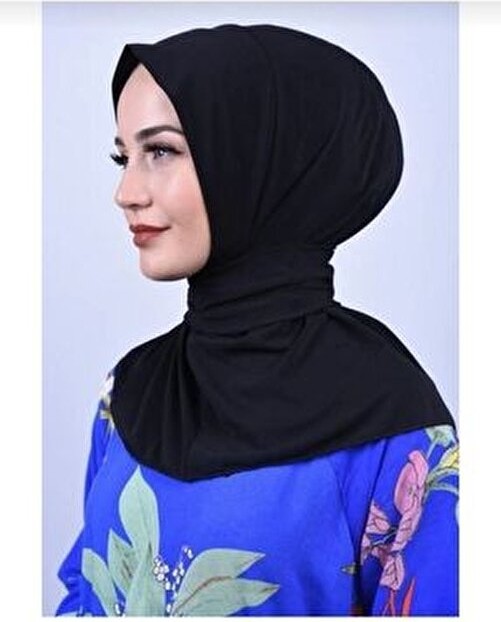 Belirtilmemiş Çıt Çıtlı Bone Tesettür Mayo Üstü Uyumlu Deniz ve Havuz Bonesi Hijab Siyah görsel 3