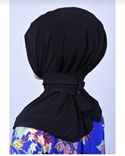 Belirtilmemiş Çıt Çıtlı Bone Tesettür Mayo Üstü Uyumlu Deniz ve Havuz Bonesi Hijab Siyah görsel 4