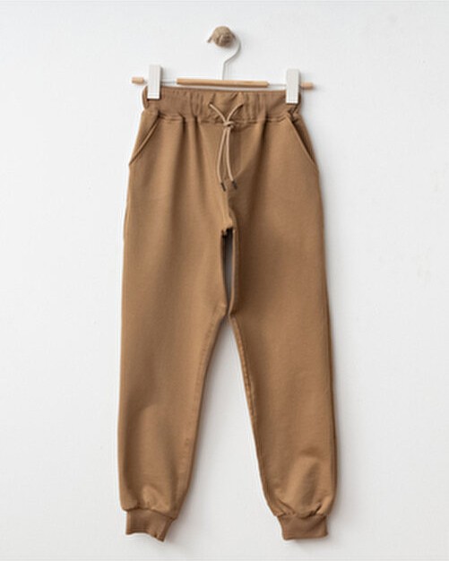 Re&Gi Rekor Unisex Alt Eşofman Okul ve Gündelik Iki Iplik Mevsimlik Bej 5-12 Yaş
