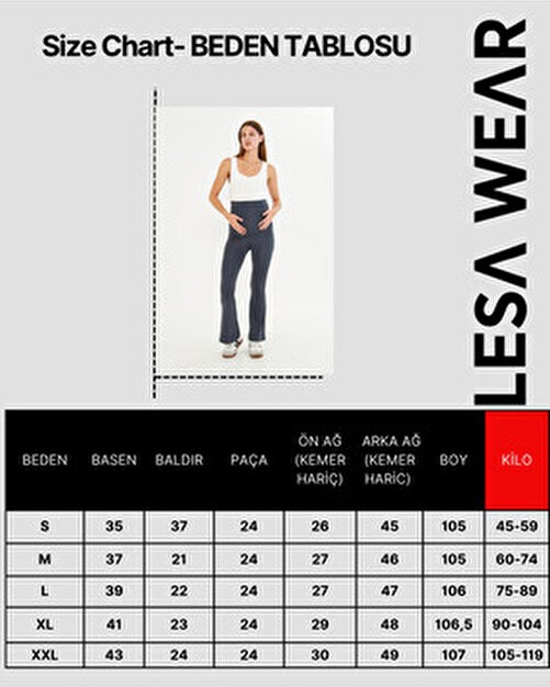 Lesa Wear Ispanyol Paça Ayarlanabilir Yüksek Bel Esnek Toparlayıcı ve Sıkılaştırıcı Hamile Tayt Antrasit görsel 2