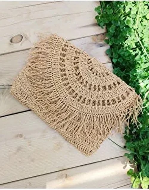 Tarzı Dila Dila Kadın Hasır Püsküllü Clutch Çanta Seyahat ve İş Kullanımı İçin Ergonomik Tasarım