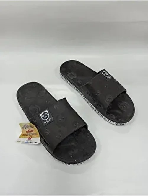 Gezer Unisex Kaydırmaz Siyah Panda Desen Plastik Terlik Eva Malzemeden Günlük Kullanım İçin
