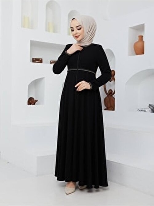 KMK Kombin Yazlık Mevlana Model Kol ve Beli Desenli Kloş Pardesü görsel 3