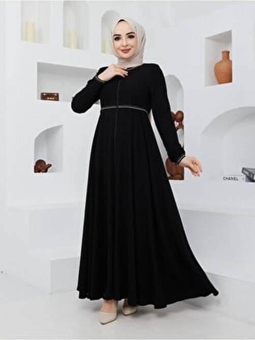 KMK Kombin Yazlık Mevlana Model Kol ve Beli Desenli Kloş Pardesü görsel 5