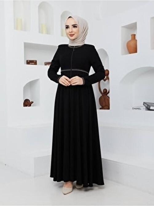 KMK Kombin Yazlık Mevlana Model Kol ve Beli Desenli Kloş Pardesü görsel 6