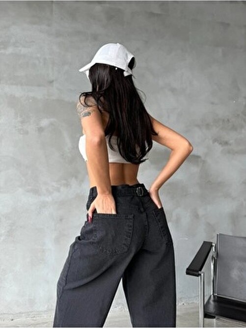 DENİKK Trend Unısex Loose Fıt Kar Yıkama Baggy Jean Pantolon-Trend Unısex Loose Fıt Snow Wash Baggy Jean Pa görsel 2