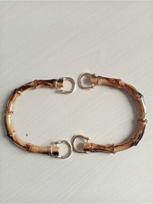 Hobi Durağı Kahverengi Ithal Bambu Görünümlü Çanta Sapı Kadın Aksesuar Deseniyle Şık görsel 3