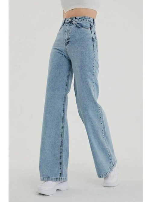 Limabel Sicilya Kadın Siyah Süper Yüksek Bel Bol Paça Jeans - Likralı Wide Leg Kot Pantolon görsel 8