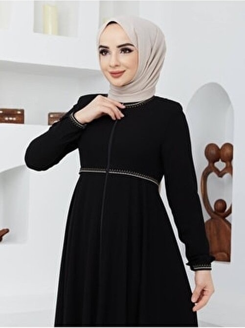 KMK Kombin Yazlık Mevlana Model Kol ve Beli Desenli Kloş Pardesü görsel 2