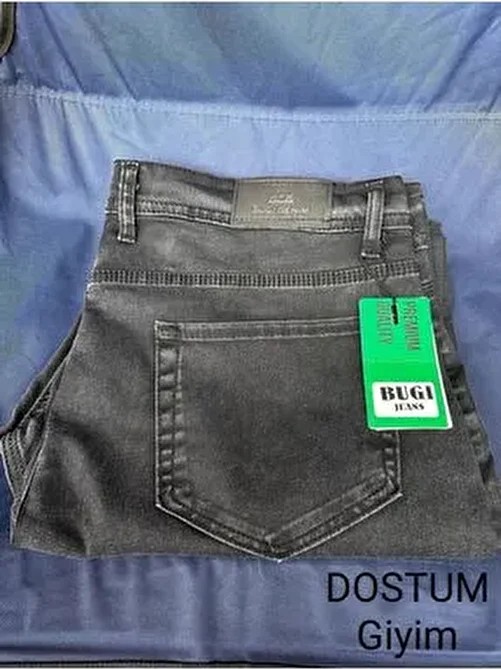 Bugi Star Siyah Klasik Fit Büyük Beden Yüksek Bel Normal Paça Erkek Kot Pantolon