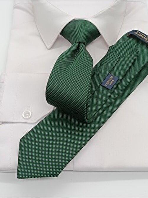 Gutiero Yeşil Kum Desenli Slim Kravat Dokuma Kumaşla Şık ve Modern Tasarım