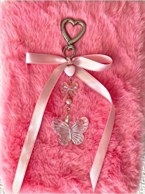 Pinky Lady Pembe Kurdeleli Kelebekli Çanta Charmı görsel 5