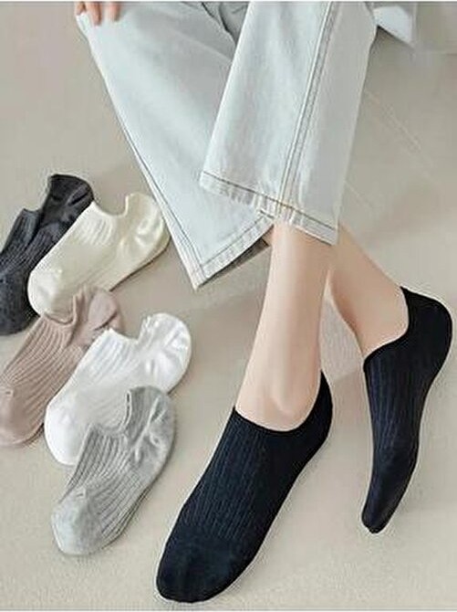 Ozzy Socks 6 Çift Kadın Şık Çizgili Rahat Sneaker Çorap görsel 5