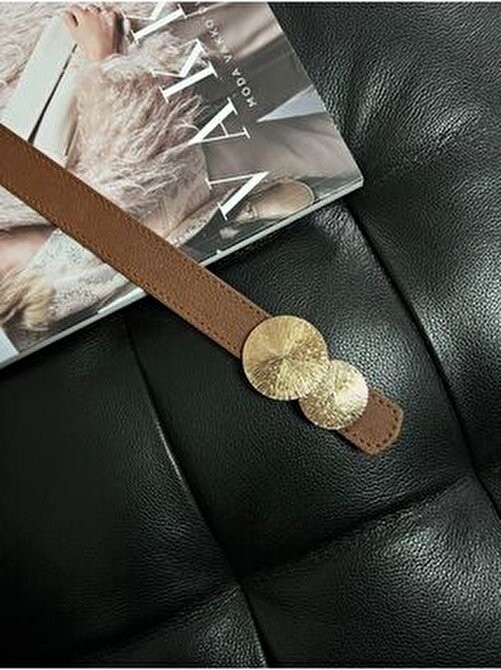 Fiori Yuvarlak Gold Toka Kadın Kemeri, Pantolon Kemeri, Ceket Kemeri, Elbise Kemeri, Gömlek Kemeri görsel 7