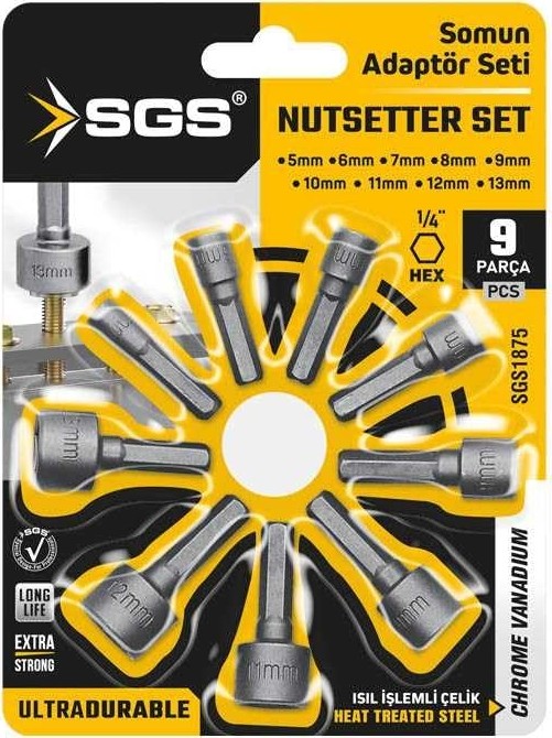 Aesco Somun Adaptörü Seti 9 Parça SGS1875 görsel 2