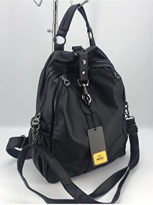 Mega Çanta Pera Bag Siyah Sırt ve Omuz Çantası TM1370 Şık Görünüm Suni Deri Büyük Boy Kadınlar İçin Düz Desen görsel 2