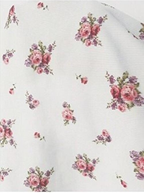 Bella Notte Çiçek Desenli Dantel Detaylı Pijama Takımı 2 Parça Beyaz Renk görsel 6