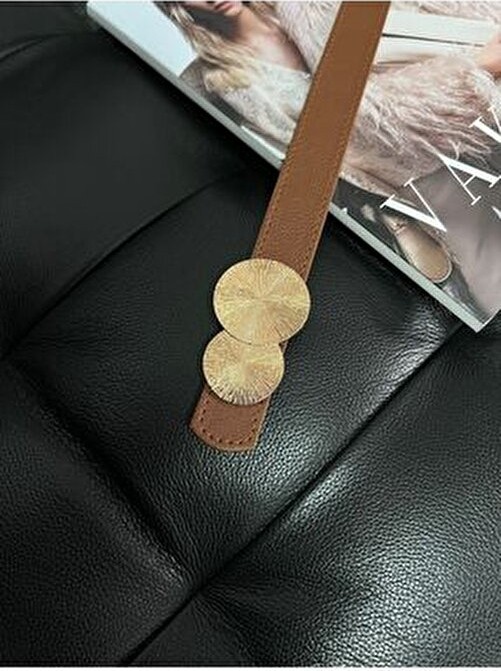 Fiori Yuvarlak Gold Toka Kadın Kemeri, Pantolon Kemeri, Ceket Kemeri, Elbise Kemeri, Gömlek Kemeri görsel 2