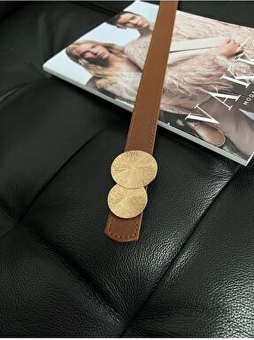 Fiori Yuvarlak Gold Toka Kadın Kemeri, Pantolon Kemeri, Ceket Kemeri, Elbise Kemeri, Gömlek Kemeri görsel 4
