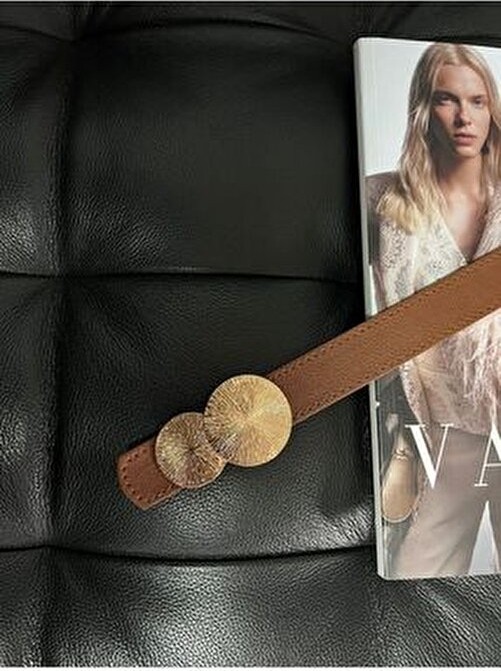 Fiori Yuvarlak Gold Toka Kadın Kemeri, Pantolon Kemeri, Ceket Kemeri, Elbise Kemeri, Gömlek Kemeri görsel 5