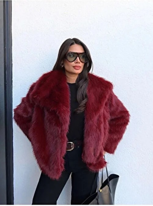 Moda Durağı Taş Rengi Içi Astarlı Premium Kaliteli Kürk