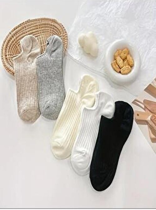Ozzy Socks 6 Çift Kadın Şık Çizgili Rahat Sneaker Çorap görsel 8