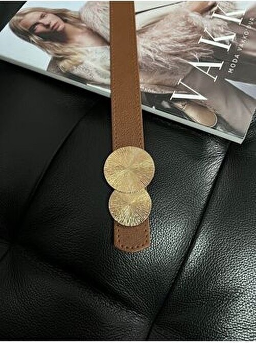 Fiori Yuvarlak Gold Toka Kadın Kemeri, Pantolon Kemeri, Ceket Kemeri, Elbise Kemeri, Gömlek Kemeri görsel 3