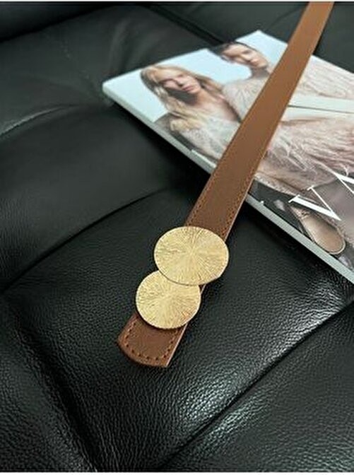 Fiori Yuvarlak Gold Toka Kadın Kemeri, Pantolon Kemeri, Ceket Kemeri, Elbise Kemeri, Gömlek Kemeri görsel 6