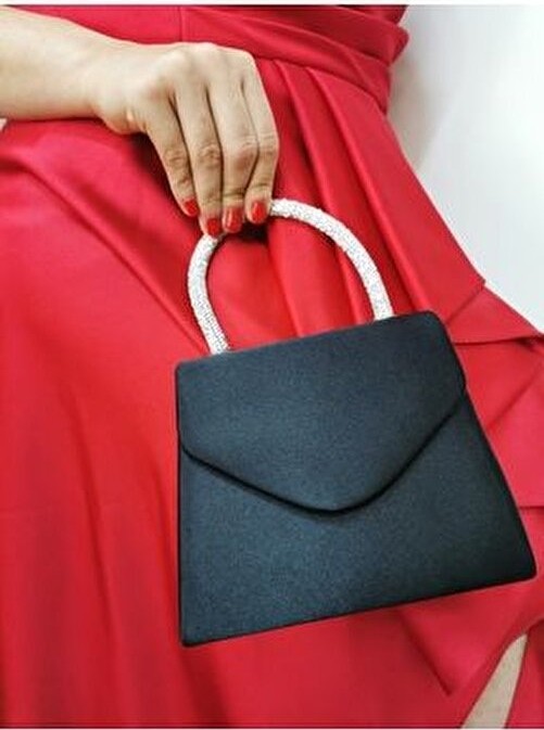 Nazart Kadın Saten Ten Abiye Taşlı Clutch Portföy El Çantası Suni Deri Düz Desen Business Koleksiyonu