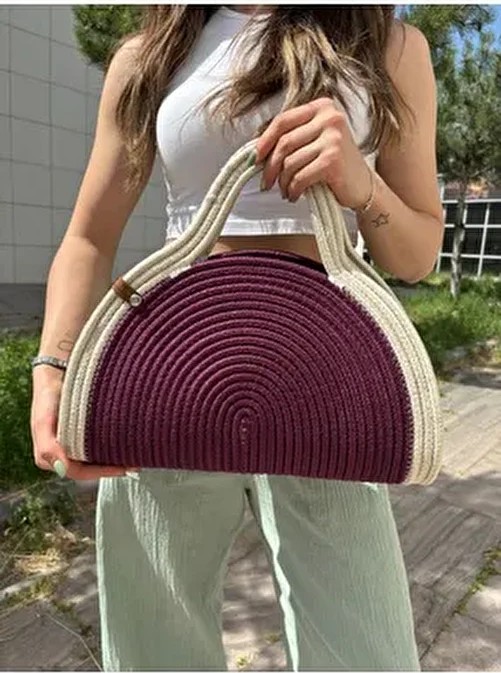 MaVaux Mia Hasır Jüt Clutch Çanta Organik Orta Boy Plaj Tekstili 0-15 lt Kapasite