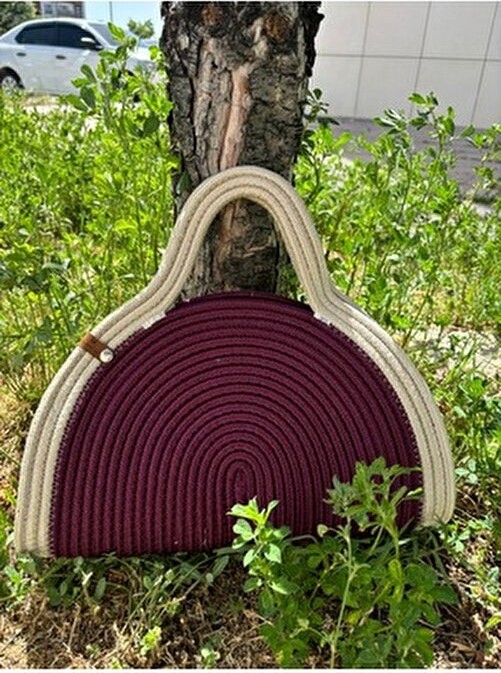 MaVaux Mia Hasır Jüt Clutch Çanta Organik Orta Boy Plaj Tekstili 0-15 lt Kapasite görsel 3