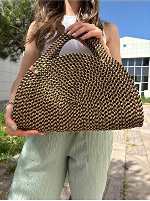 MaVaux Mia Hasır Jüt Clutch Çanta Organik Orta Boy Plaj Tekstili 0-15 lt Kapasite