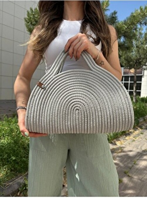 MaVaux Mia Hasır Jüt Clutch Çanta Organik Orta Boy Plaj Tekstili 0-15 lt Kapasite