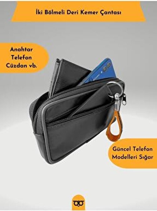 İamleather Deri Kemere Takılan Çanta Telefon Gözlük Cüzdan Anahtarlık Çantası görsel 3