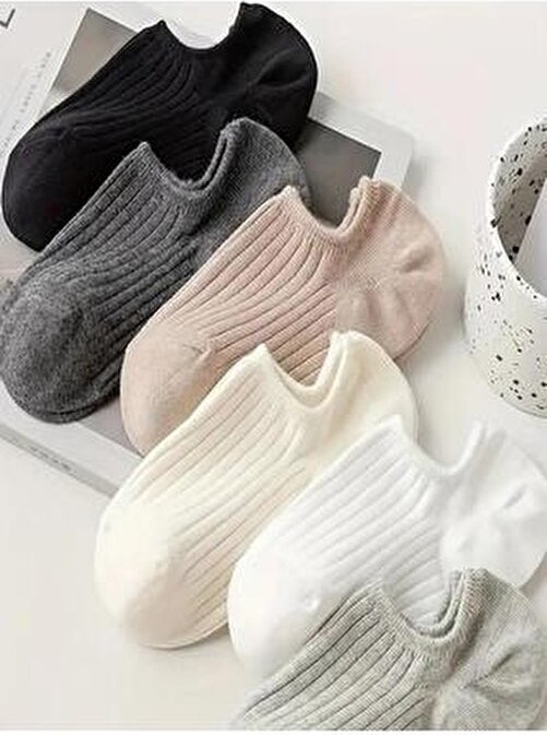 Ozzy Socks 6 Çift Kadın Şık Çizgili Rahat Sneaker Çorap görsel 6
