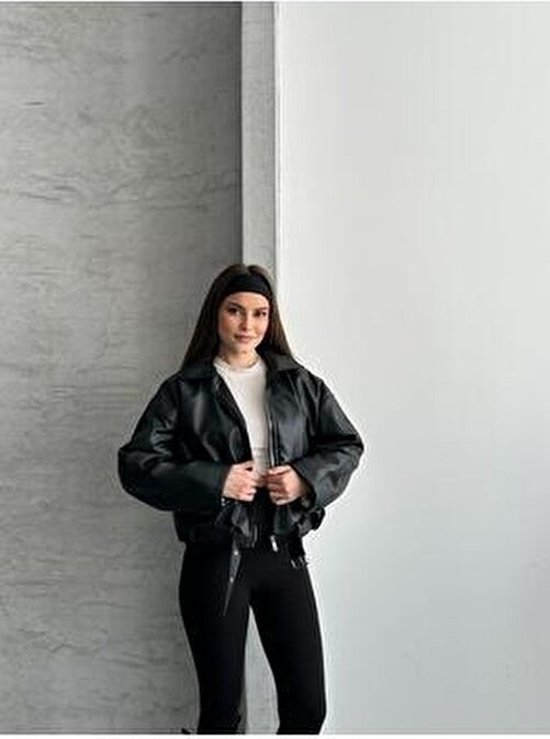 Vess Moda Içi Peluş Detaylı Kemerli Deri Ceket Içi Krem Peluş görsel 5