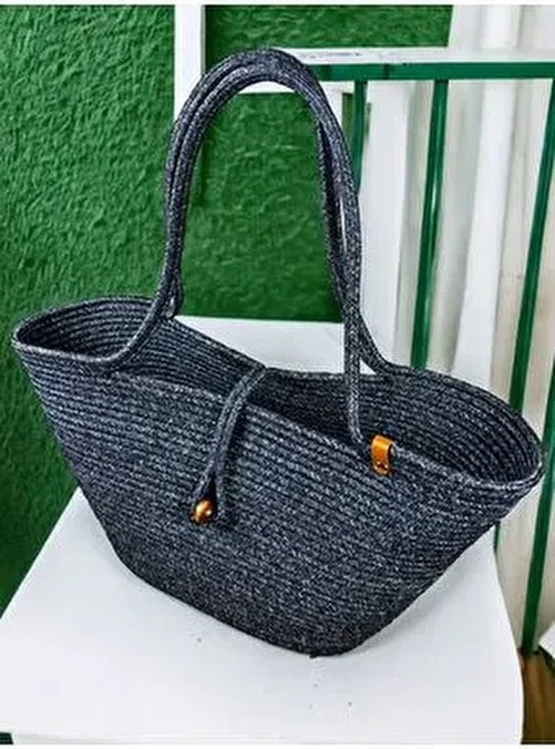 MaVaux Kadın Plaj Çantası Jüt ve Boncuk Detaylı Ergonomik Tasarım Yaz Koleksiyonu görsel 6