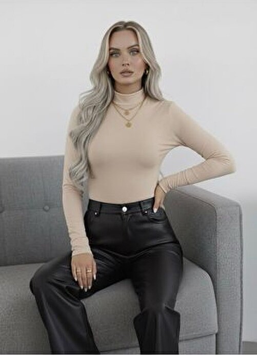 Hashtag Kadın Balıkçı Yaka Uzun Kollu Body 4'lü Set Viskon Kumaş görsel 2