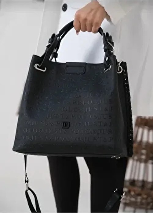 Just Polo Kadın Postacı Çantası Suni Deri Yazı Desenli Ergonomik Tasarım 2044