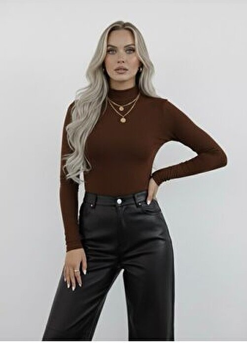 Hashtag Kadın Balıkçı Yaka Uzun Kollu Body 4'lü Set Viskon Kumaş görsel 3