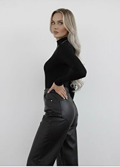Hashtag Kadın Balıkçı Yaka Uzun Kollu Body 4'lü Set Viskon Kumaş görsel 4