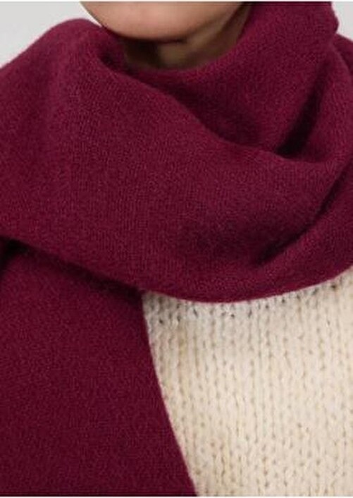 Wearflawless Kadın Atkı Düz Desenli Kalın Yumuşak Akrilik Kırmızı Renk Türkiye Üretimi görsel 2
